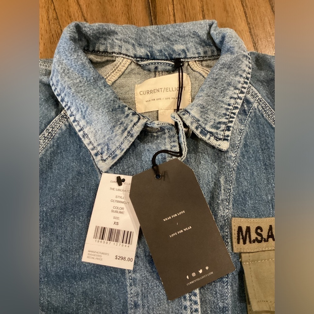 Revolve Current/Elliott The Liberator denim Jean jacket in Sublime xs nwt - Picture 4 of 10